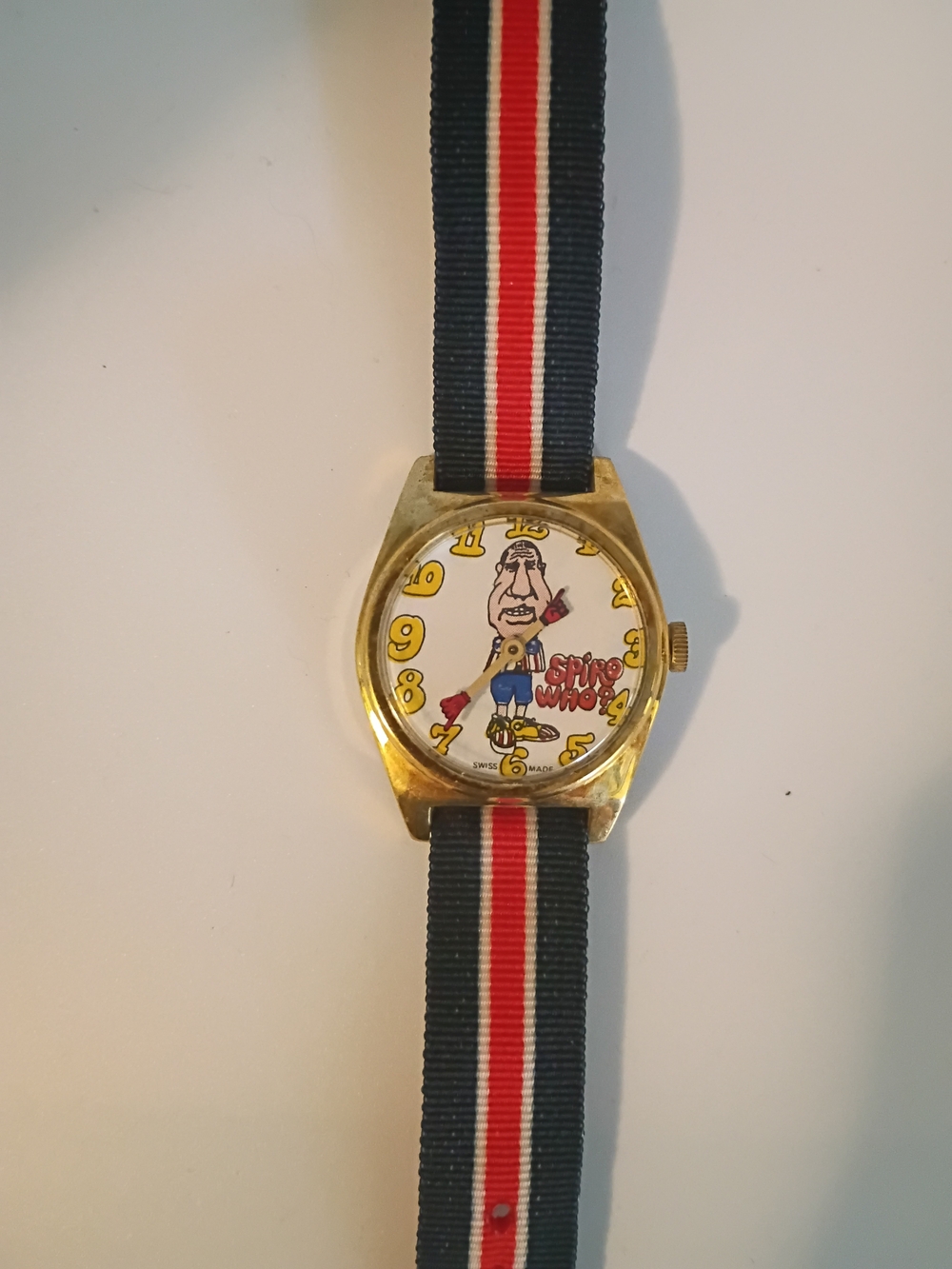 Vintage 1970s Dirty Time Co. Spiro Agnew Wristwatch Mechanical